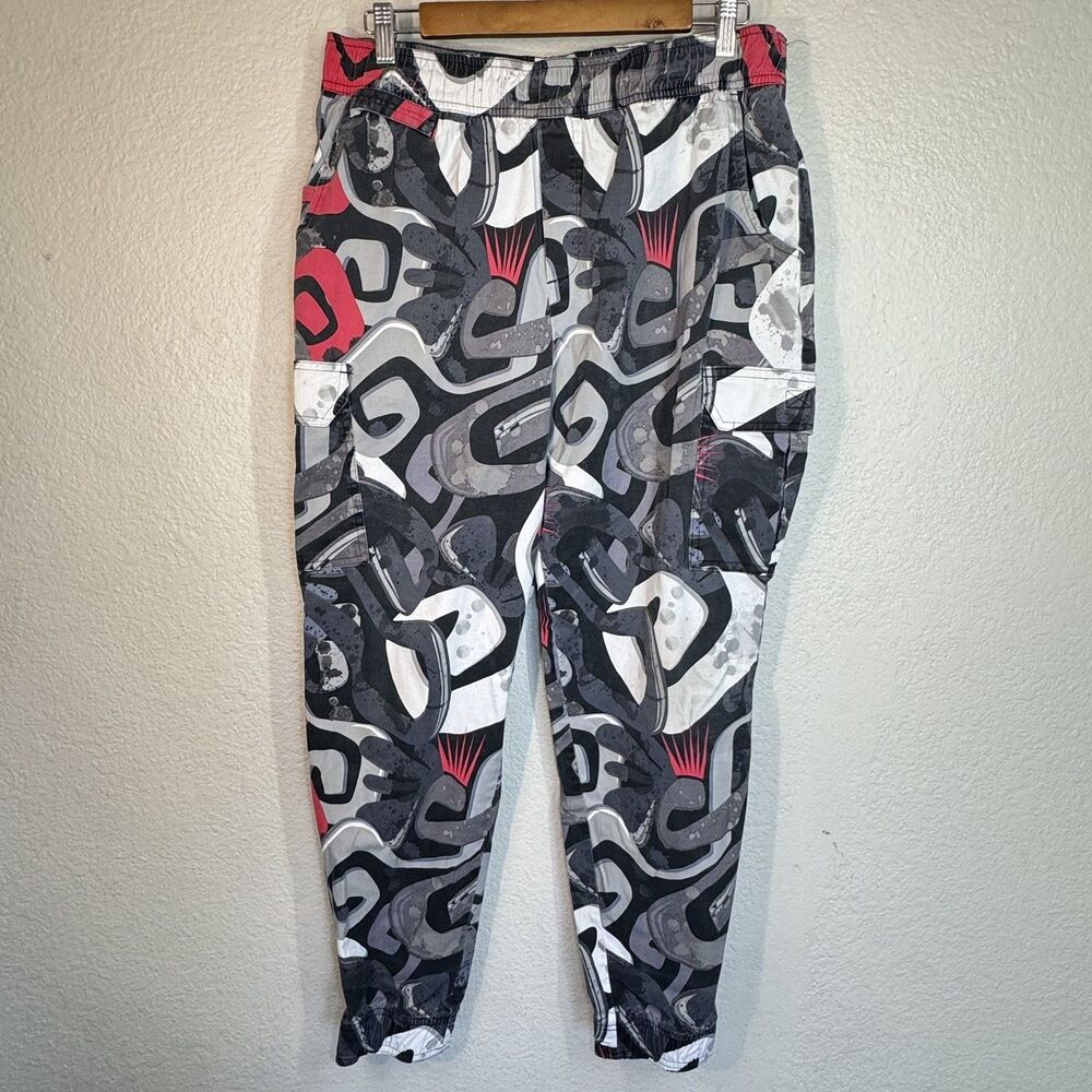Chef 360 Pants Graffiti Print Cotton Elastic Waist Cargo Culinary Size L